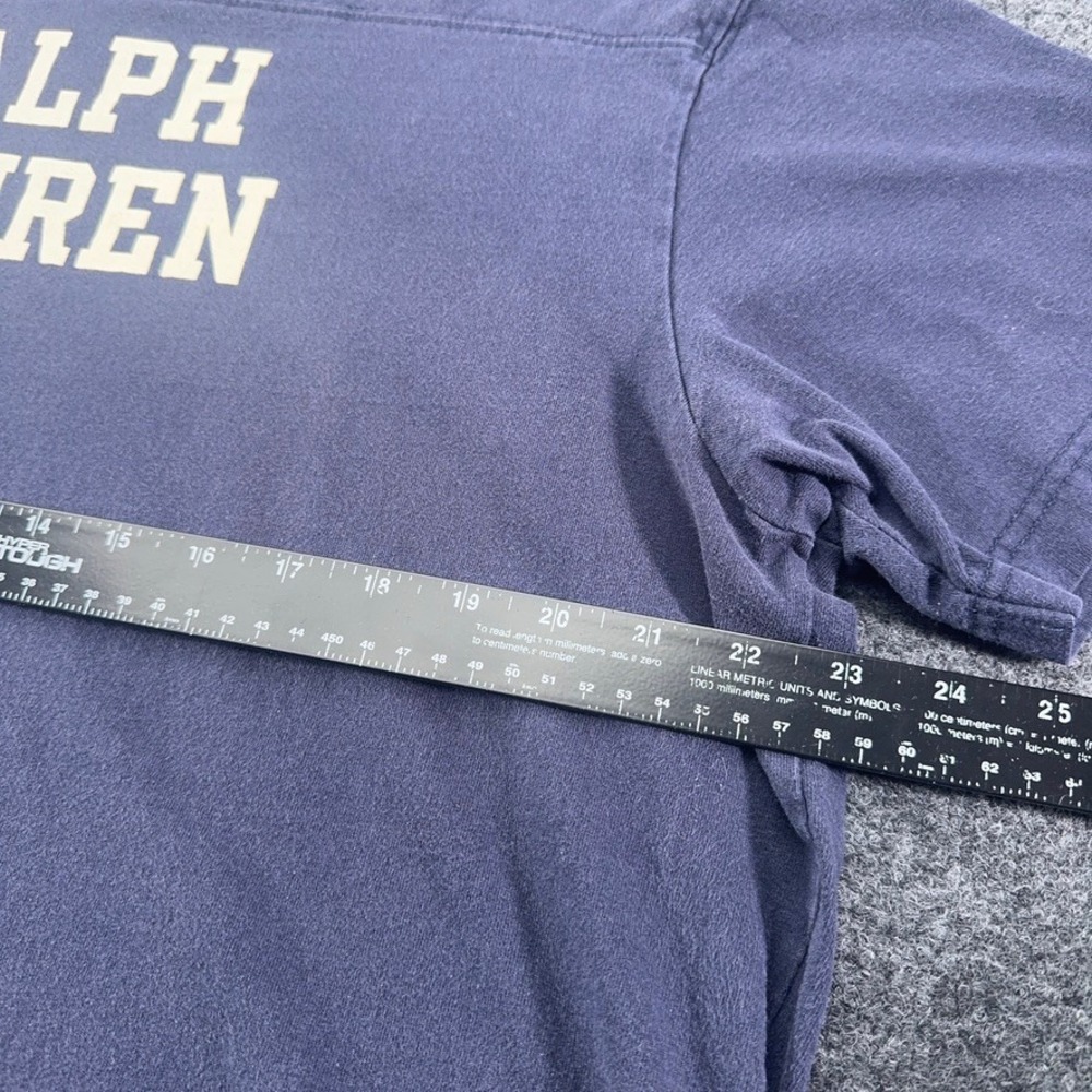Polo Jeans Co Ralph Lauren Mens XL V-Neck Graphic T-Shirt Navy Blue Cotton - Picture 4 of 6
